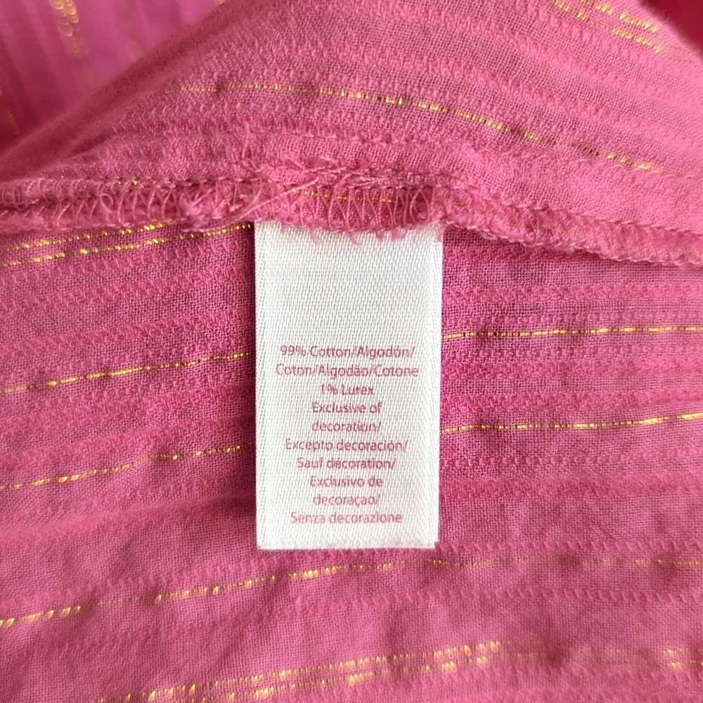 LILLY PULITZER Esme Lurex Crinkle Gold Stripe Pink Tunic Dress - Picture 4 of 7